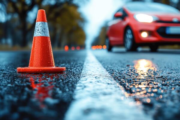 The Art of Drawing Readers In: Your attractive post title goes here Car Driving School On Test Track Focus On Traffic Cone Driving School Photo